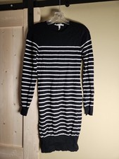 BCBGeneration Small Black & White Striped Stretch Sweater Dress Long Sleeve Long