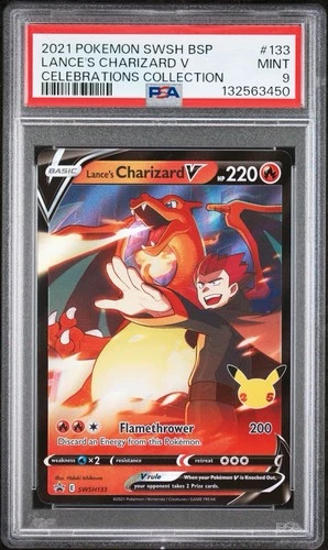 2021 POKEMON SWSH BLACK STAR PROMO | LANCES CHARIZARD CELEBRATIONS COLLECT PSA 9