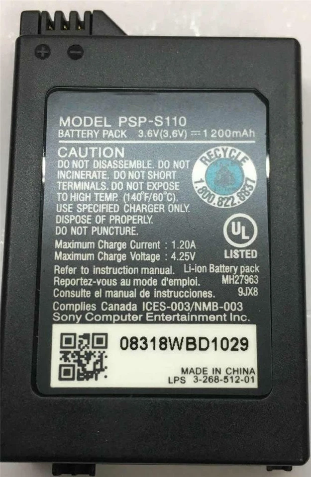 1PC Replacement Battery PSP-S110 1200mAh For Sony PSP  PSP 2000 3000 - Image 2 of 4