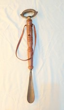 Solid Brass Shoe Horn 22" Long Handle Floral Flower Decorative Dressing Aid