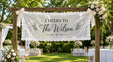 Personalized Sheer Lace Wedding Banner Sign Cheers To Bridal Shower Banner Decor