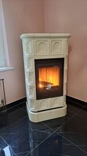 Kachelofen kratki BLANKA 8 kW Kaminofen mit Kacheln hell beige creme farben Feue