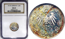 1917-D GERMANY 1/2M NGC MS65 ~ GORGEOUS RAINBOW GEM!