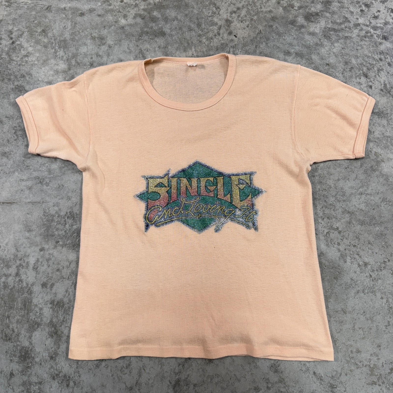 Vintage Single And Loving It Shirt Womens Medium Graphic Tee 80s Humor Funny