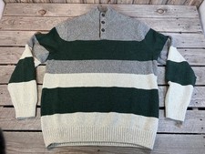 Chaps Men's PULLOVER Sweater Size XL Block Gray/Green/White Casual, Pre-Own