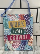 7x6 In Summer Themed Pineapples Inspirational Wall Decor Metal Rectangular