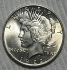 1922 P Peace Silver Dollar. Estimated Uncirculated Mint State 63. Crack A0977.