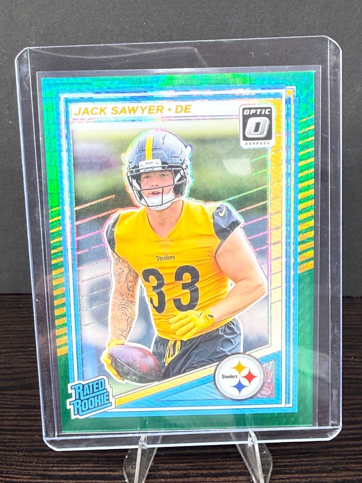 2025 Panini Donruss Optic Jack Sawyer Rated Rookie Green Hyper Prizm #220 (RC)