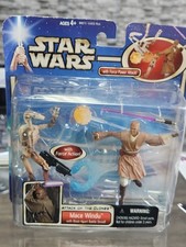 Star Wars Attack of the Clones Mace Windu with Blast Apart Droid Figure  NEW