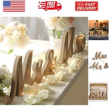 Mr and Mrs Signs Table Decorations, Wooden Freestanding Letters for Photo Pro...