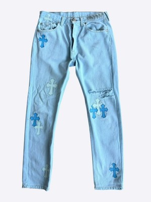Chrome Hearts Drake Levis Blue Cross Patch Jeans