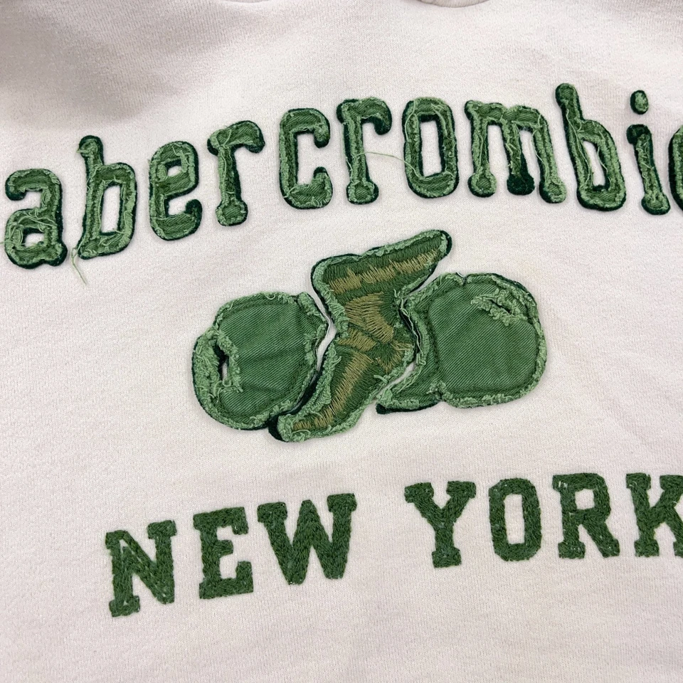 Sudadera con capucha vintage Y2K Abercrombie & Fitch para niños XL blanca sudadera muscular juvenil Foto 3 de 4