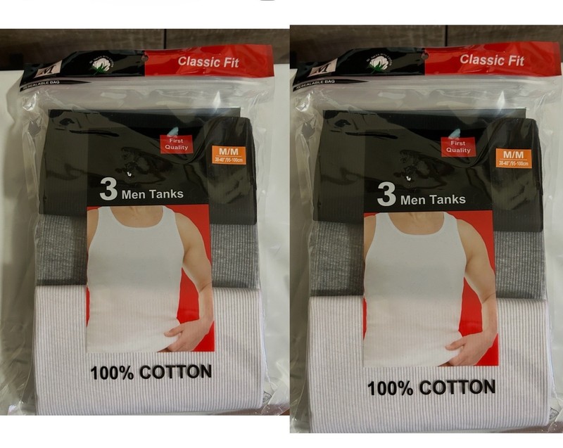 Lot Of 2-Men’s 3pk Of Assorted Tank Tops (Total Of 6 Tank Tops)