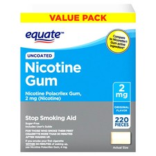 Equate Nicotine Gum Uncoated Original Flavor 2mg 220CT Free Shipping Exp 2/2028