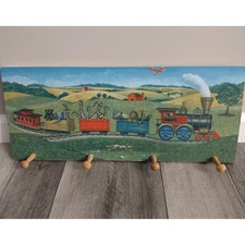 Circus train zoo animals wall hanging with hooks bedroom decor