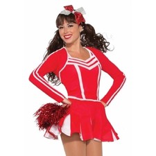 Red Pleated Cheerleading Skirt - White Trim - Women - Standard Size (Copy)