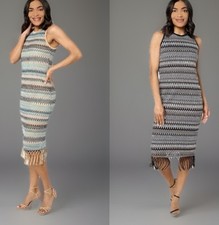 Studio Park X Vanessa Herring Lot Of 2 Sz L Textured Knit Vacation Dress Fringe