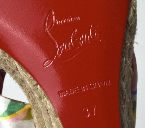 Sandali espadrillas Christian Louboutin Dispo Zeppa 85 con zeppa in raso floreale taglia 37 - Foto 7 di 9