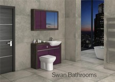 MALI WENGE / AUBERGINE GLOSS BATHROOM FITTED FURNITURE WITH WALL UNITS 1200MM