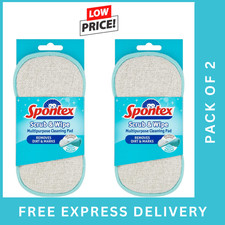 Image of 2 x Spontex Scrub & Wipe Cleaning Pads Non-Scratch Microfibre Multipurpose