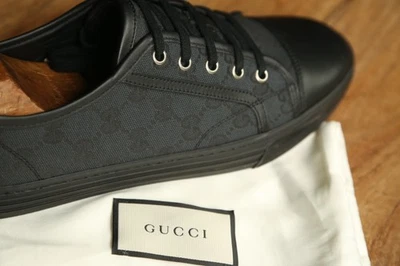 Baskets Gucci GG en toile en cuir noir pour femmes UK 7 US 10 EU 40 - Photo 1/4