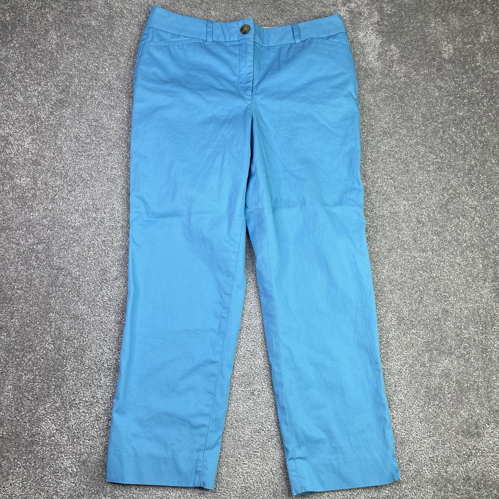 Talbots The Perfect Crop Pants Women's 6 Vibrant Blue Straight Leg High Rise