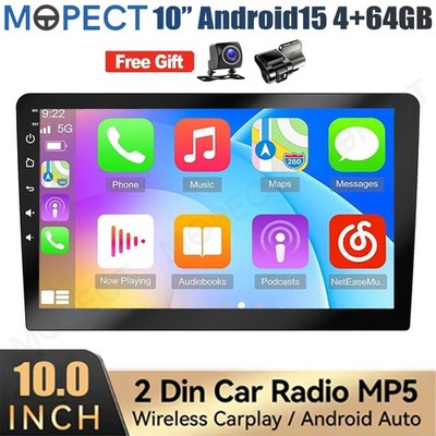 MOPECT 10'' Android 15 DVR+ 2Din Car Stereo Radio CarPlay GPS Navi WiFi 4+64G AHD