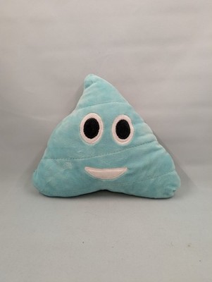Blue Emoji Poop Plush Smiling Face Triangle Pillow Stuffed Toy 9x9