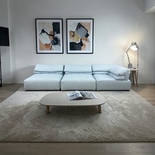 Sofa Settee Light blue & white Voyage Immobile Modular 3 seater by Roche Bobois