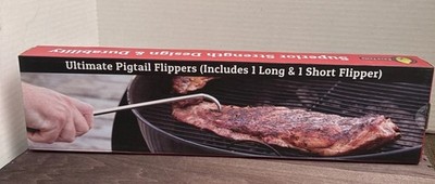 2 Pack Cave Tools Pigtail Rib Steak Beef Food Flipper Meat Hook Flippers/Turners