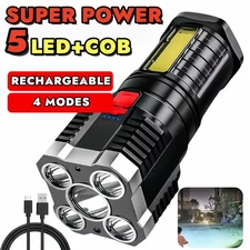 Super Bright LED Torch Flashlight+USB Rechargeable Tactical Camping Outdoor Lamp