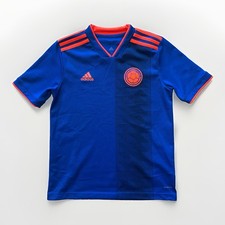 Adidas Colombia 2018 Away Soccer Jersey Youth Medium Blue Orange Kit BR3493