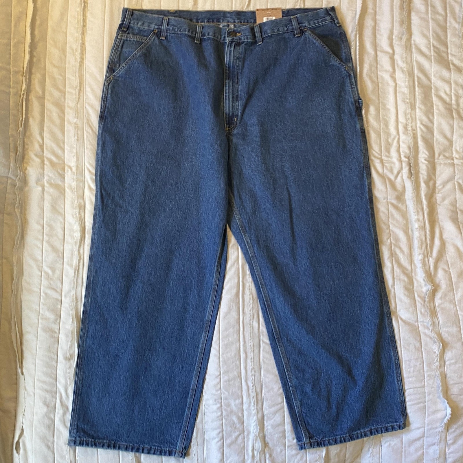 Carhartt Jeans Mens 48x30 Blue Loose Original Fit Work Dungaree Denim B13 Rugged