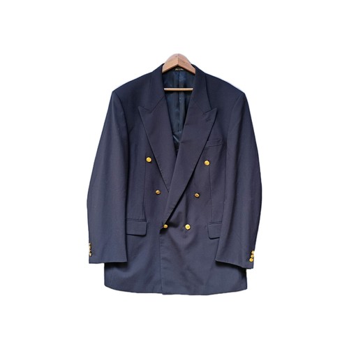 Guy Laroche, Guy Laroche Mens Double Breasted Blazer Size 48 XL Wool Navy Solid Vintage