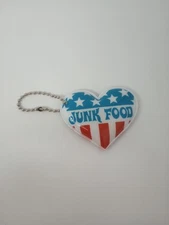 Junk Food Clothing Logo American Flag Puffy Heart Keychain 