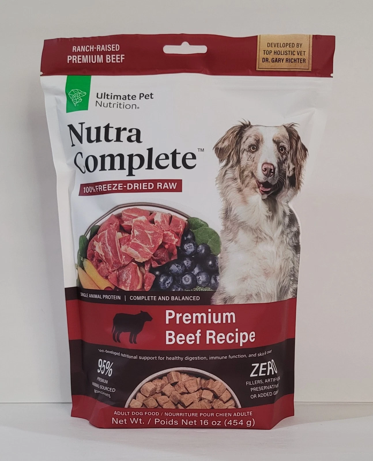 NUTRA COMPLETE 100% Freeze-Dried Raw PREMIUM BEEF DOG FOOD Vet Formulated 16 oz