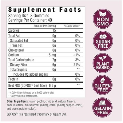 Fiber Care Prebiotic Gummies - 6g Fiber, Mixed Fruit Flavor