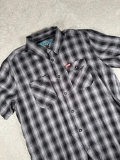 Dixxon Flannel Co Men's XL Black & Grey Obispo Short Sleeve Button Up Shirt Nwot