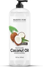 Majestic Pure Fractionated Coconut Oil, Massage & Moisturizing Carrier Oil 16 oz