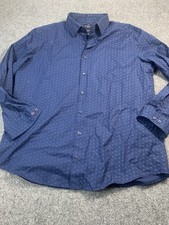 Ben Sherman Shirt Mens XL Blue Geometric Pattern Long Sleeve Pocket Button Up
