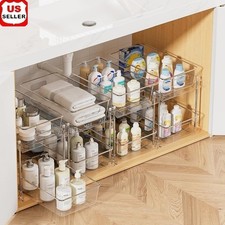 Multi-Purpose Clear Storage Organizer Under Sink W/ Slide-Out Drawers Home Use