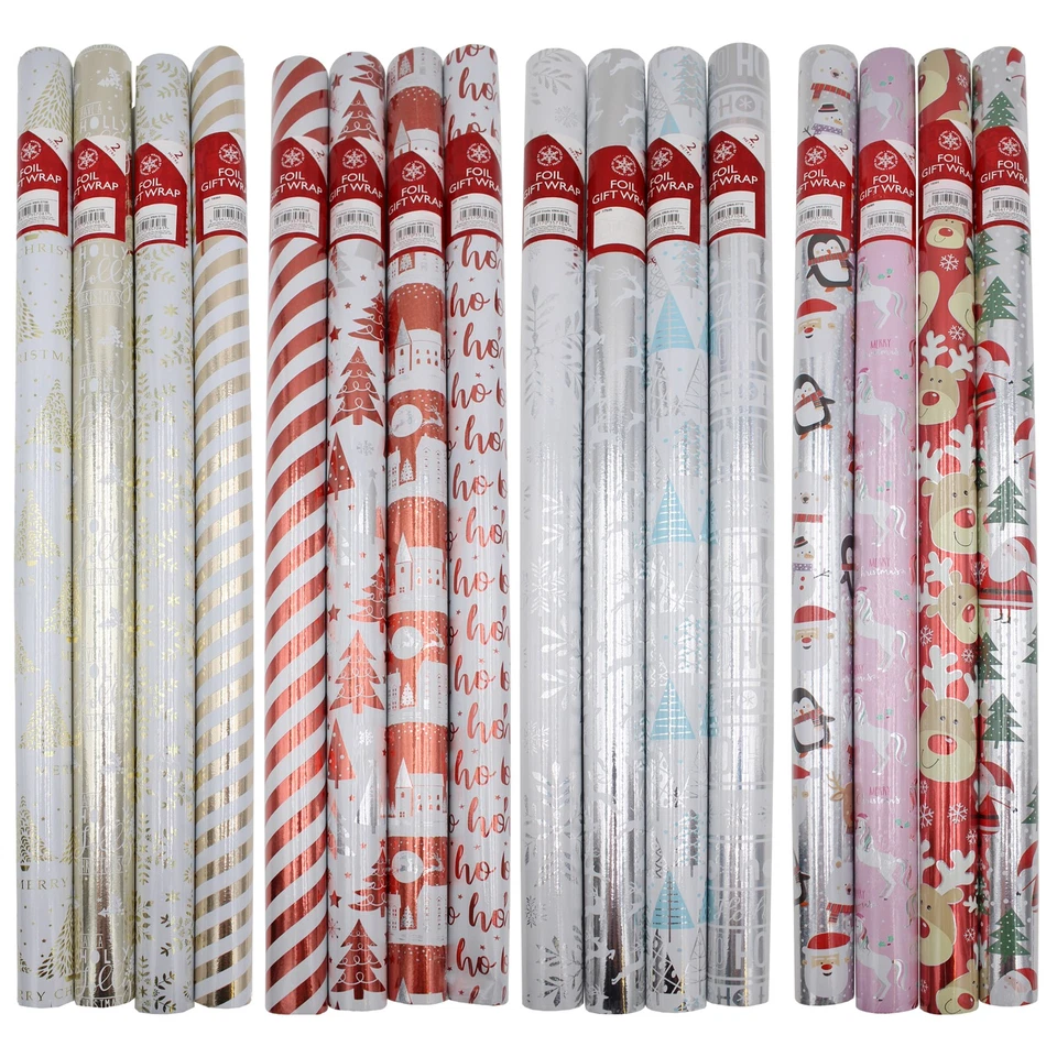 GEM IMPORTS LTD Christmas Wrapping Paper 4 x 2 Metres Gift Wrap Rolls - CHoose Design