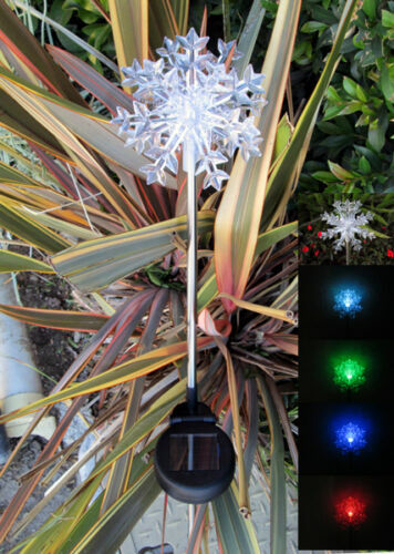 2-Pc Outdoor Garden Solar Snowflakes 3D Landscape Stake Color Changing LED Light - Picture 1 of 4