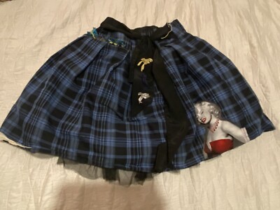 Tartan Plaid Lace Fabric Handmade By Stitch woo woo Merlin Monto Retro  Skirt UK