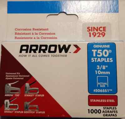 Arrow Fastener 506SS1 3/8'' T50 Stainless Steel Staples