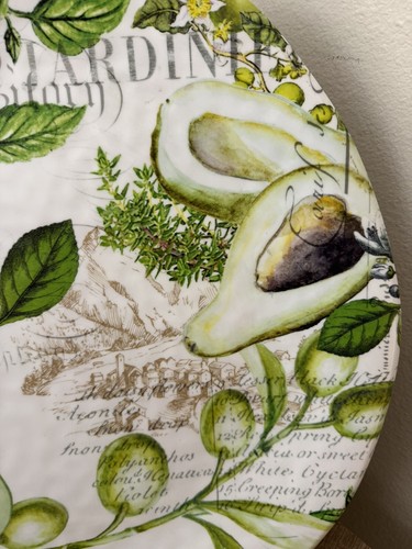 Michel Design Works Melamine Serving Tray Botanical White Green Avocados Round - Picture 6 of 11