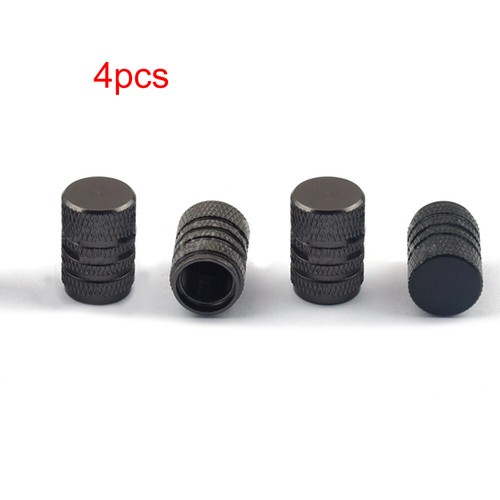 4x BLACK Aluminum Alloy Car Wheel Tire Rim Valve Stem Dust Cap Cover Accessories - Picture 4 of 9