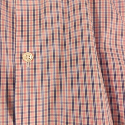Bonobos dress shirt mens M Medium 15.5/34 pink blue plaid standard fit long sl - Picture 3 of 9