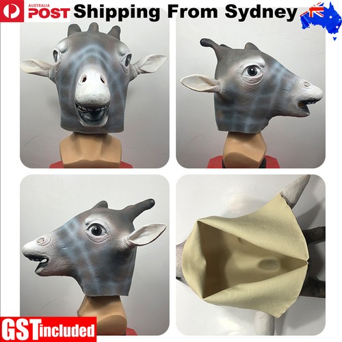 Latex Animal Giraffe Head Mask Costume Halloween Head Mask Costume Fancy Dress A - Picture 10 of 10