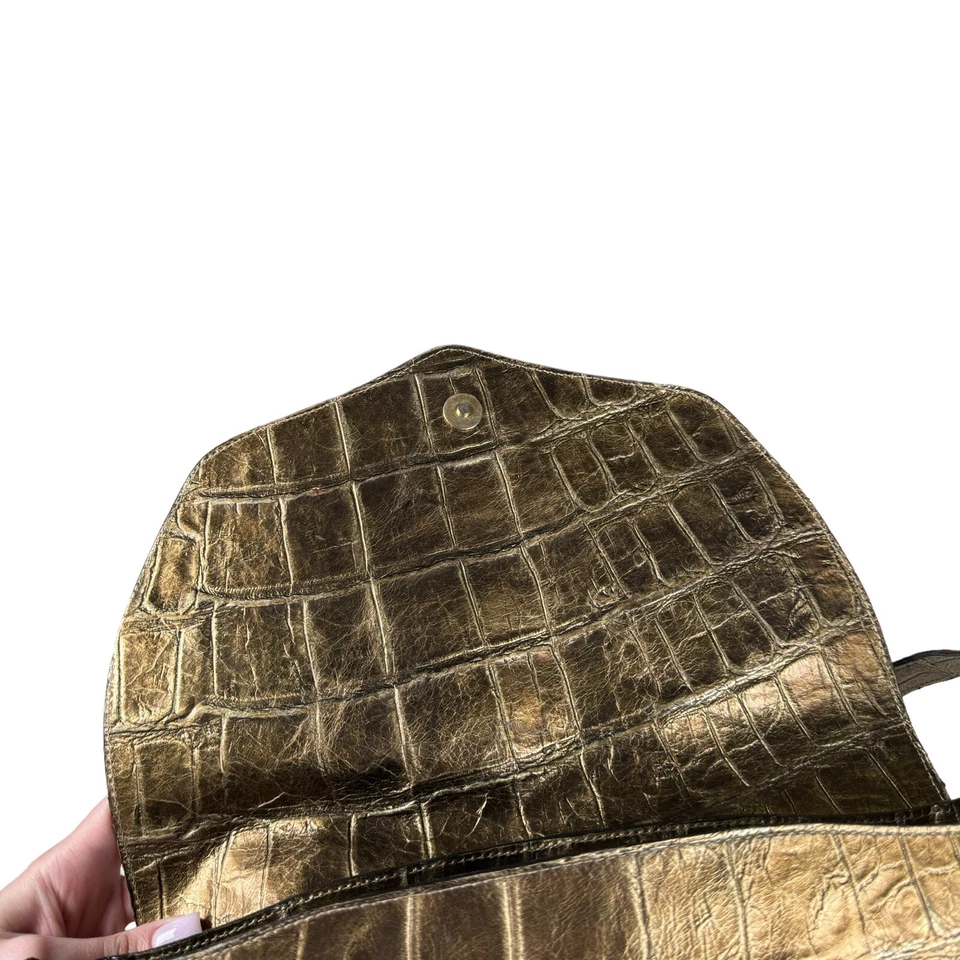 Bolso de hombro/silla de montar Carlos Falchi exótico genuino cocodrilo cocodrilo cocodrilo hecho a mano Foto 3 de 4